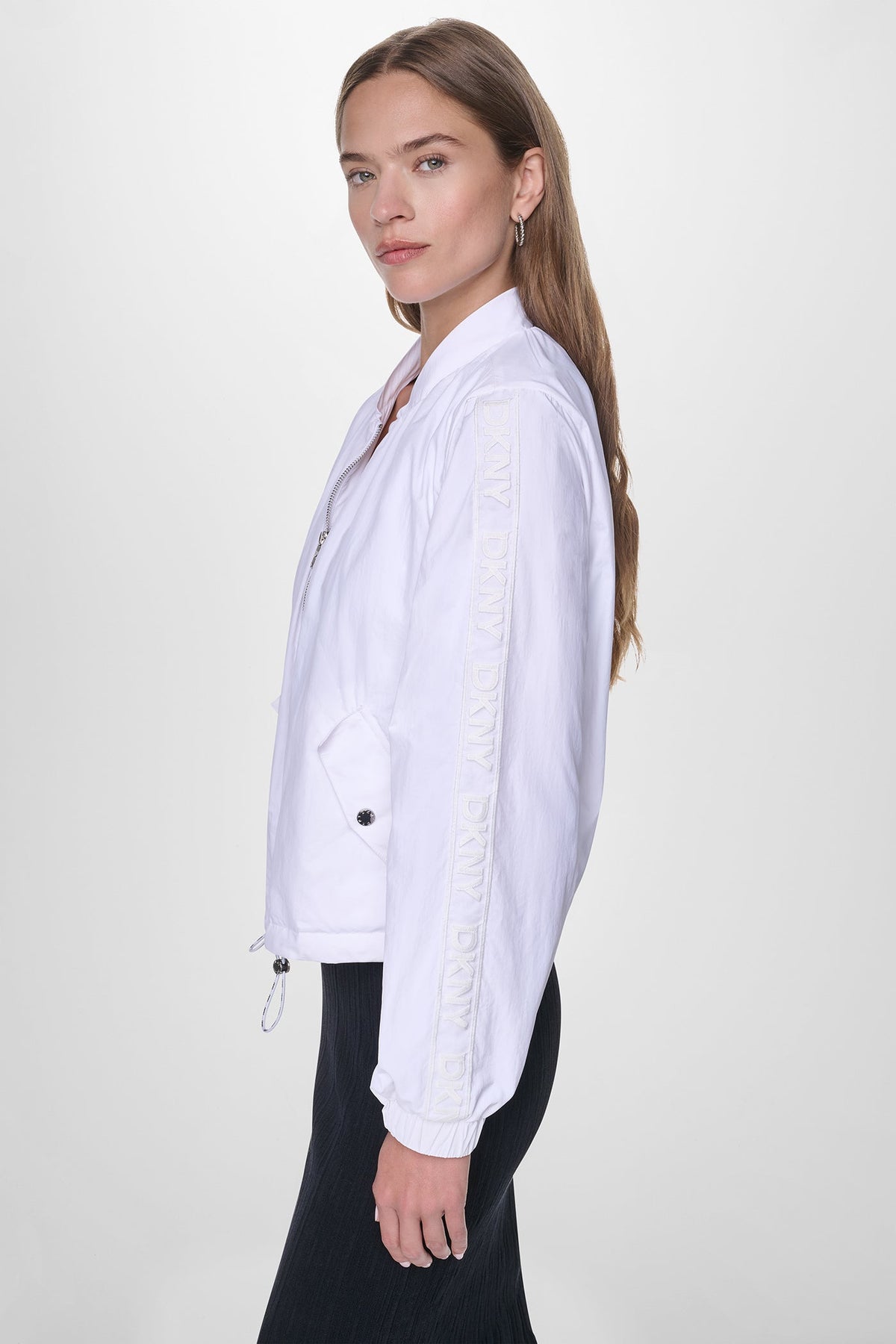 MESH LOGO TRIM HOODED JACKET White | DKNY