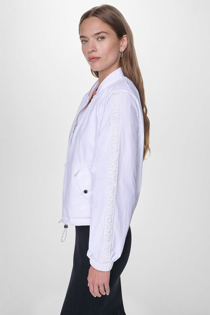 MESH LOGO TRIM HOODED JACKET White | DKNY