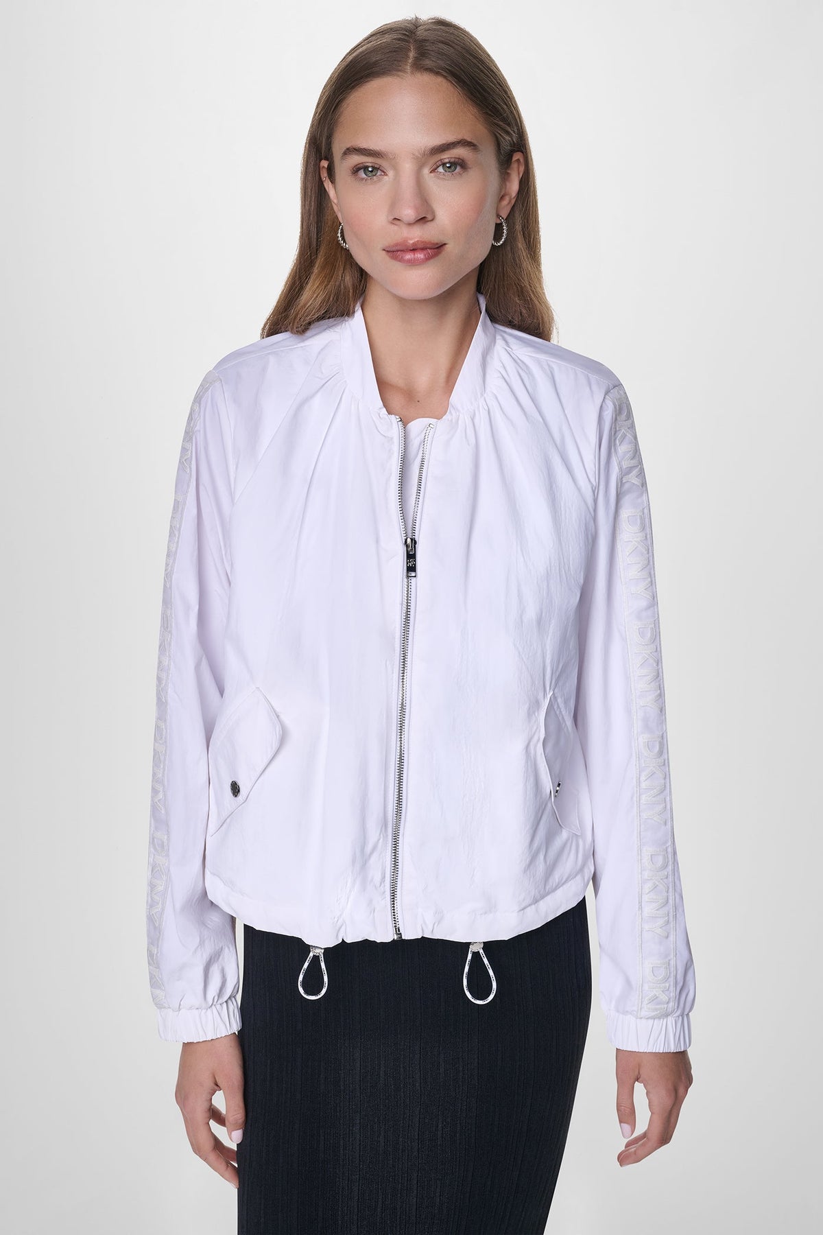 MESH LOGO TRIM HOODED JACKET White | DKNY