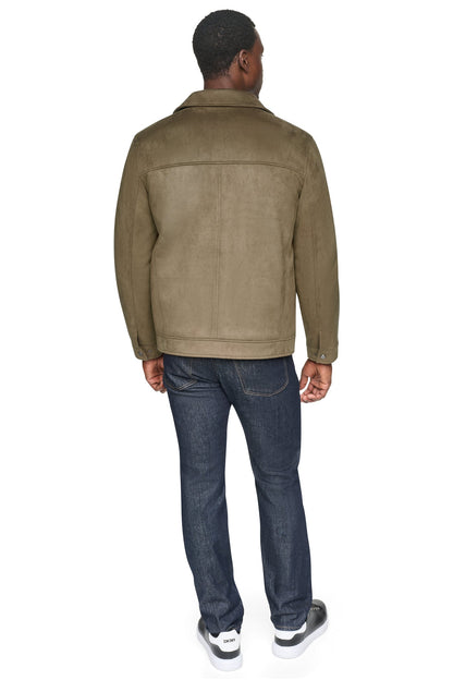 FAUX SUEDE TRUCKER JACKET Olive | DKNY