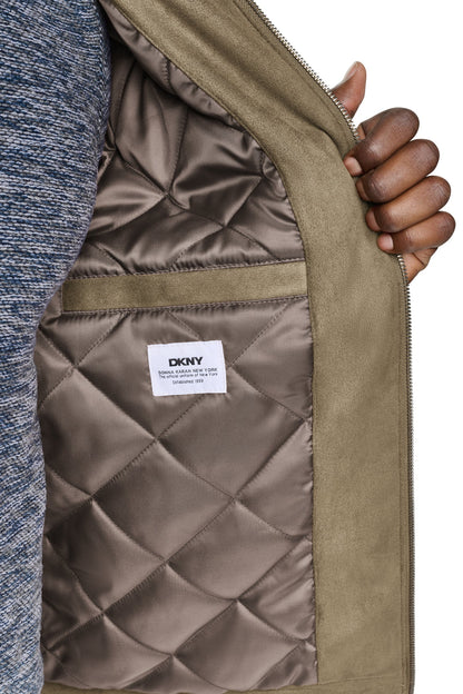 FAUX SUEDE TRUCKER JACKET Olive | DKNY