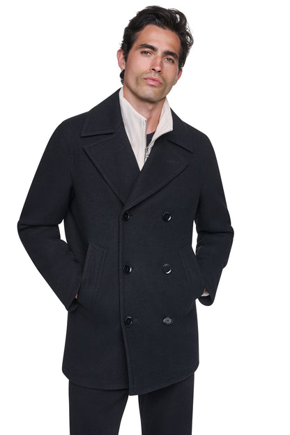 FAUX WOOL PEACOAT Navy | DKNY