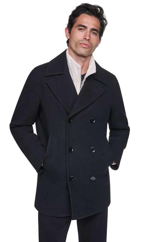 FAUX WOOL PEACOAT Navy | DKNY