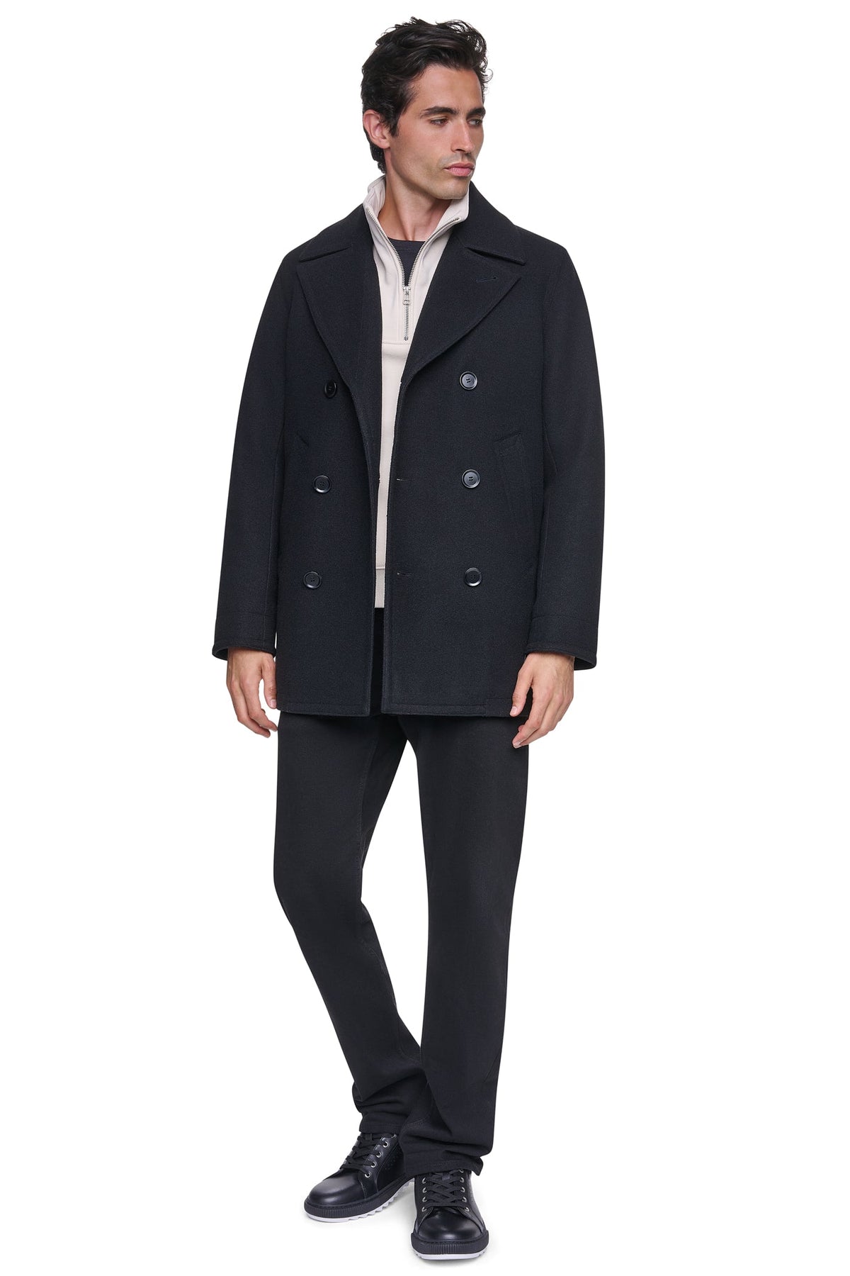 FAUX WOOL PEACOAT Navy | DKNY