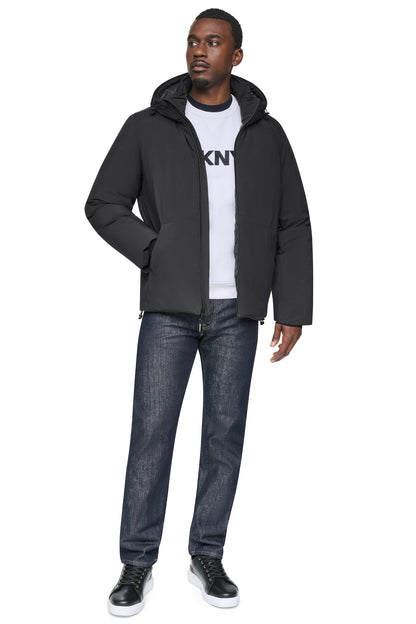HOODED PUFFER JACKET Navy | DKNY
