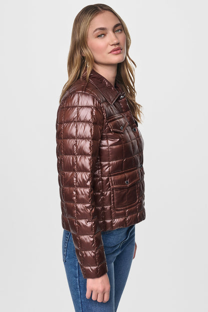 BOX QUILT PUFFER JACKET Metallic Crocodile | DKNY