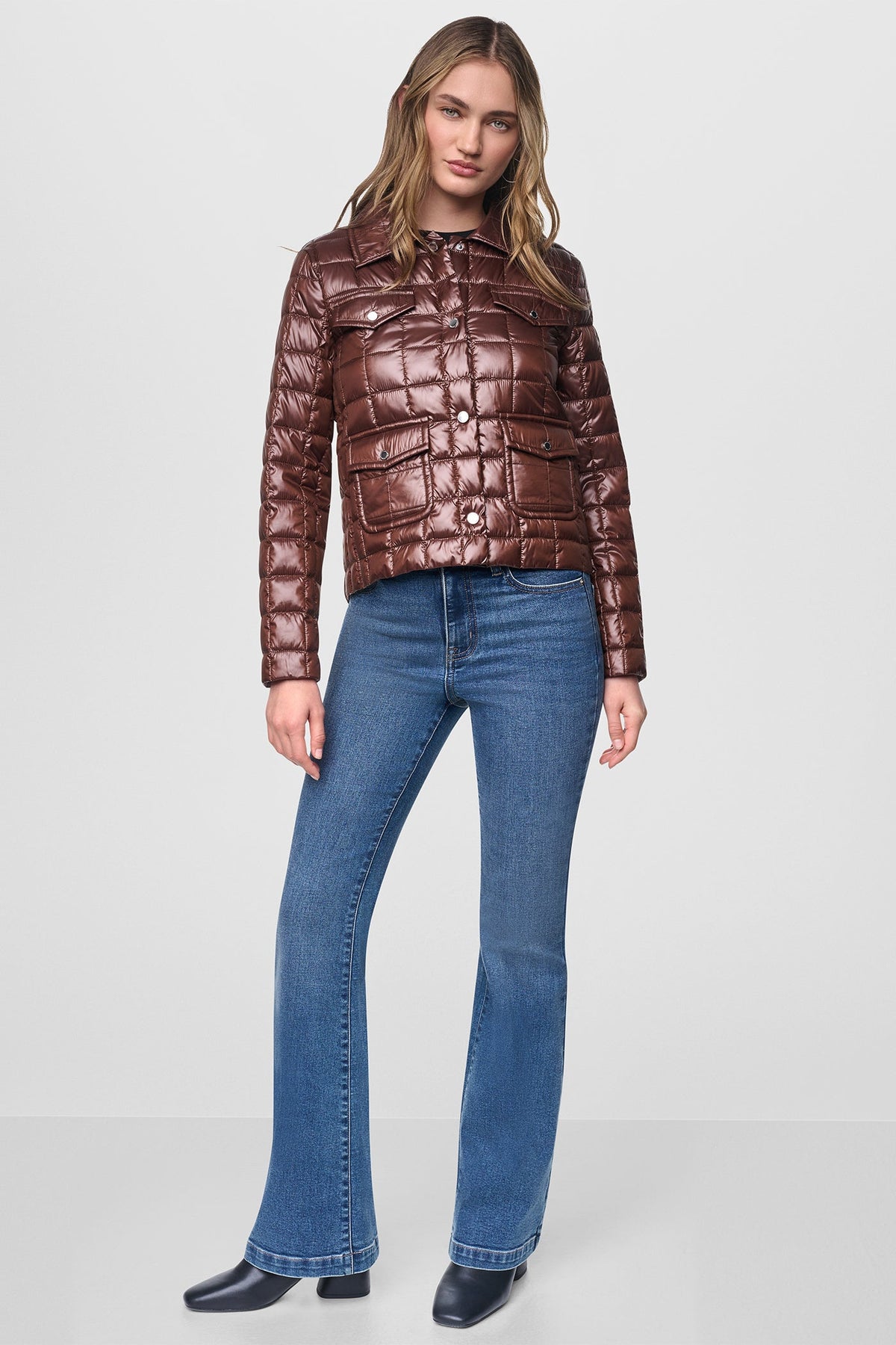BOX QUILT PUFFER JACKET Metallic Crocodile | DKNY