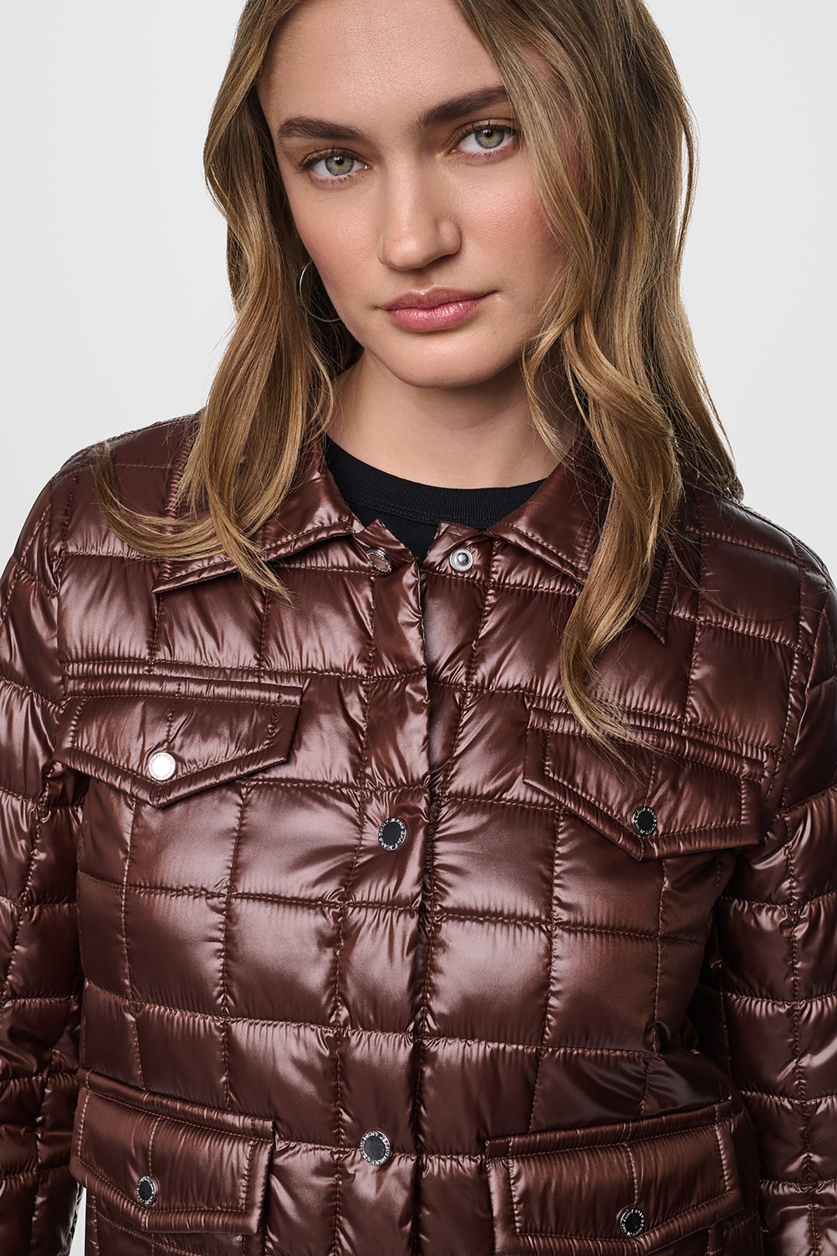 BOX QUILT PUFFER JACKET Metallic Crocodile | DKNY