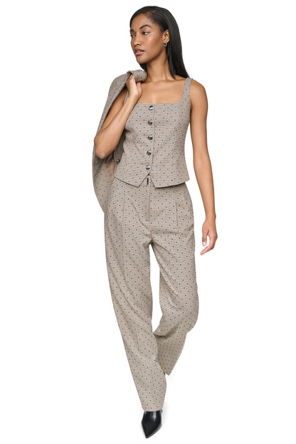 ONE BUTTON COLLAR BLAZER Travertine/Black | DKNY