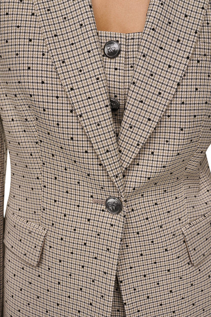 ONE BUTTON COLLAR BLAZER Travertine/Black | DKNY