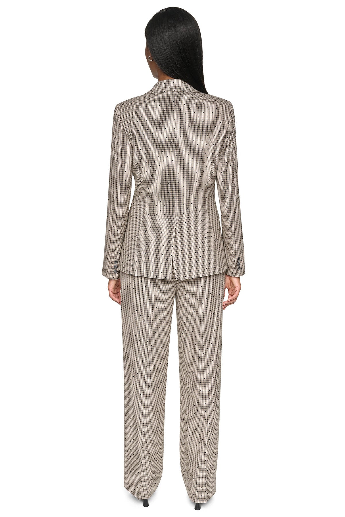 ONE BUTTON COLLAR BLAZER Travertine/Black | DKNY