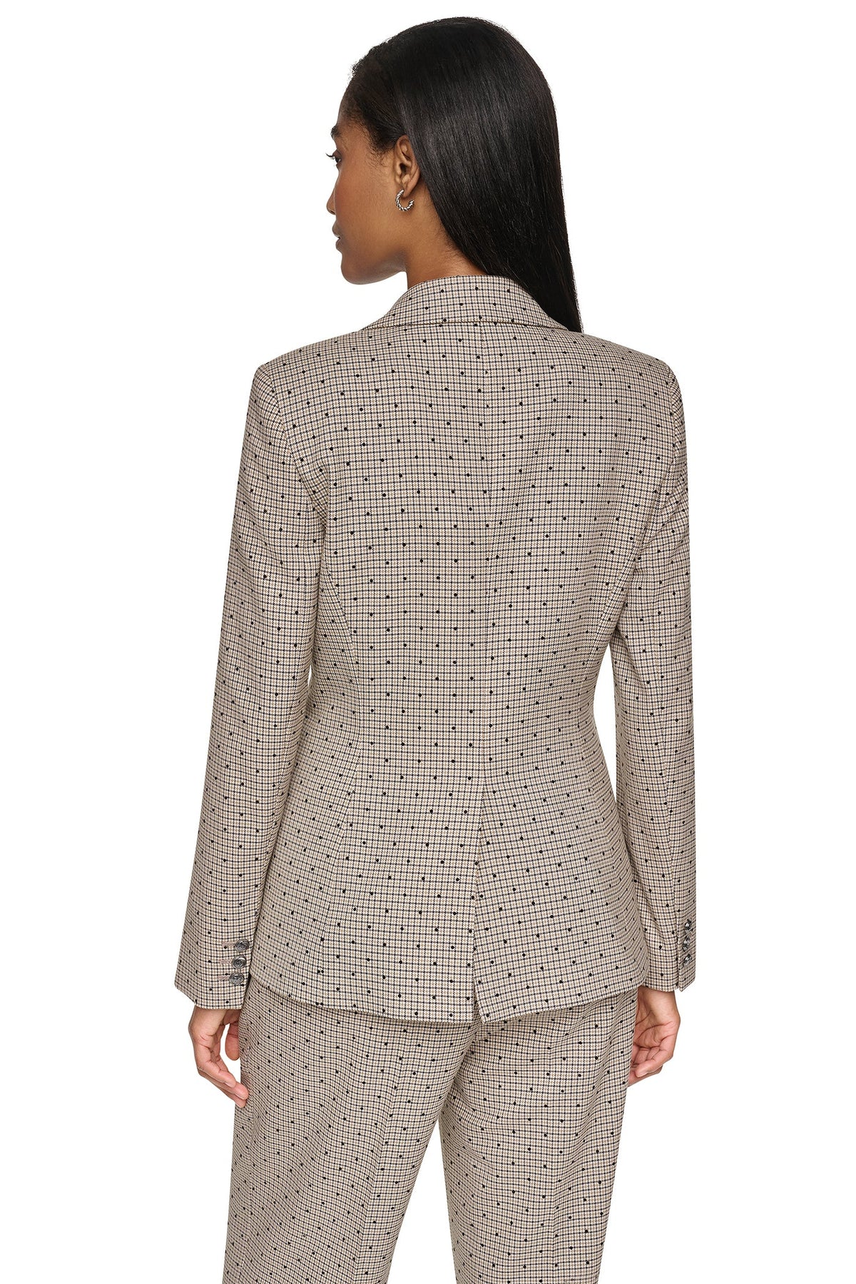 ONE BUTTON COLLAR BLAZER Travertine/Black | DKNY