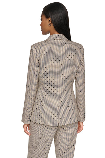 ONE BUTTON COLLAR BLAZER Travertine/Black | DKNY