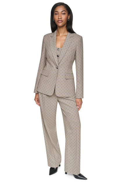 ONE BUTTON COLLAR BLAZER Travertine/Black | DKNY
