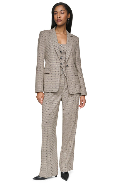 ONE BUTTON COLLAR BLAZER Travertine/Black | DKNY