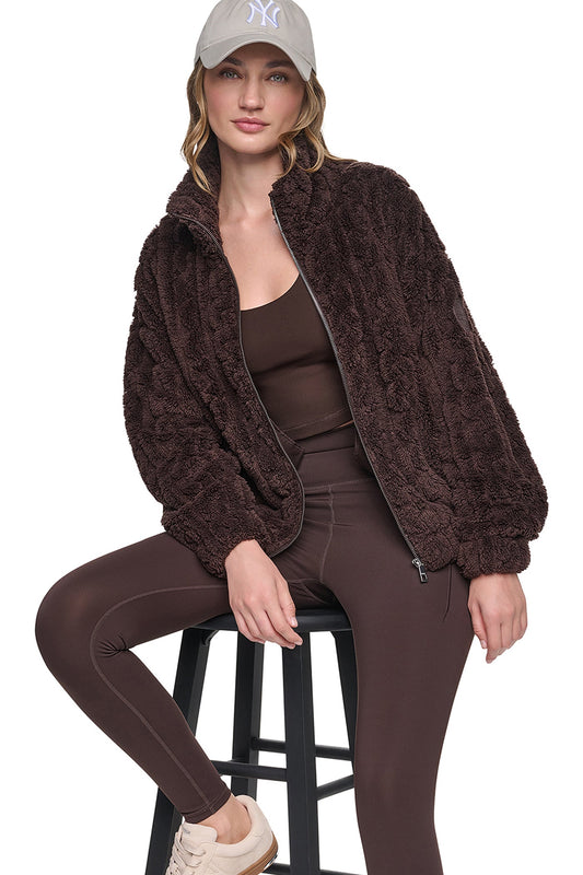 CABLE SHERPA FULL ZIP JACKET Espresso | DKNY