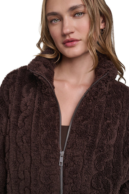 CABLE SHERPA FULL ZIP JACKET Espresso | DKNY
