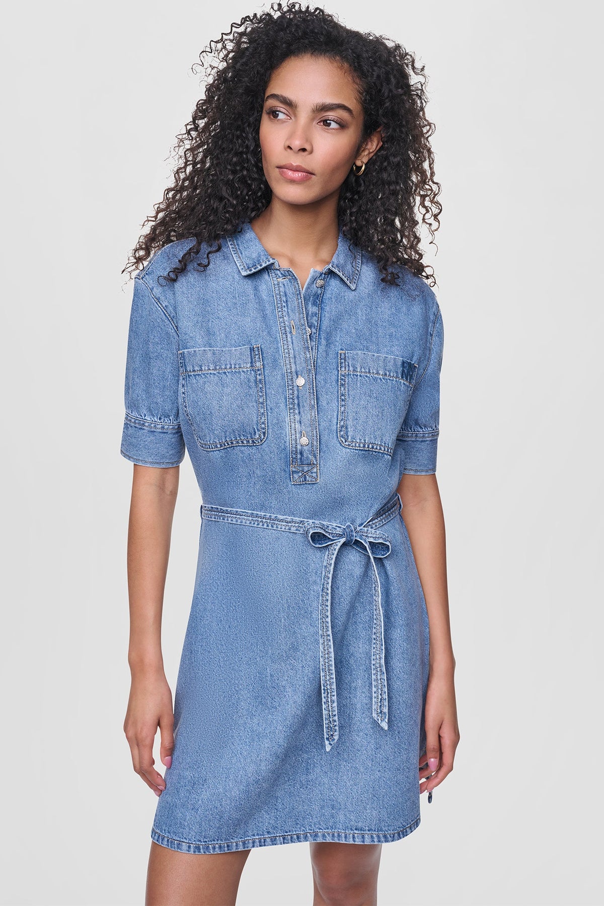 DENIM BUTTON-FRONT SHIRT DRESS Cooper | DKNY