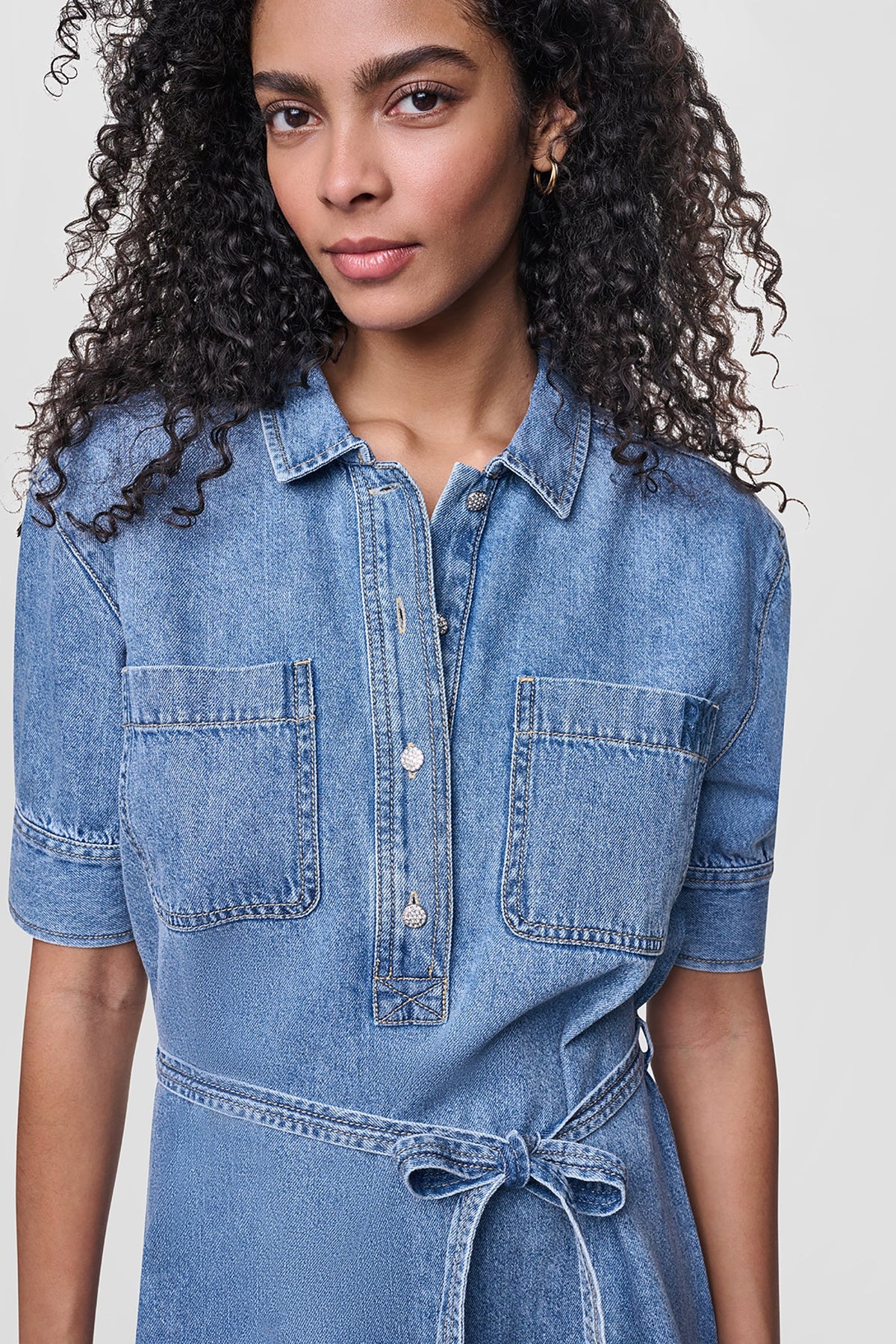 DENIM BUTTON-FRONT SHIRT DRESS Cooper | DKNY