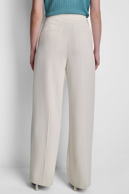 MID-RISE PINSTRIPE PANT Coconut/Cameo Blue Stripe | DKNY