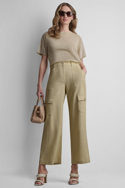 MID-RISE LINEN-BLEND STRAIGHT-LEG CARGO PANT Mojave Desert | DKNY