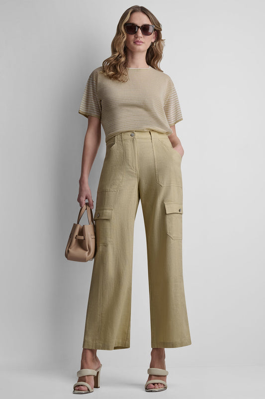 MID-RISE LINEN-BLEND STRAIGHT-LEG CARGO PANT Mojave Desert | DKNY