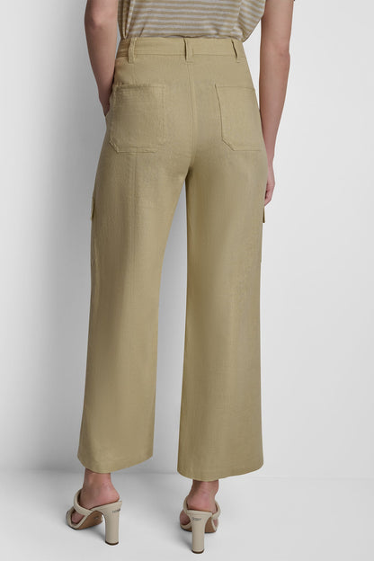 MID-RISE LINEN-BLEND STRAIGHT-LEG CARGO PANT Mojave Desert | DKNY