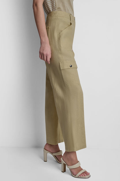 MID-RISE LINEN-BLEND STRAIGHT-LEG CARGO PANT Mojave Desert | DKNY