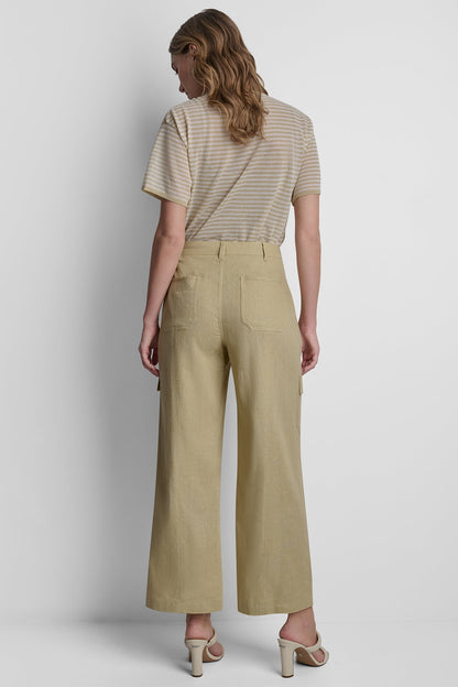 MID-RISE LINEN-BLEND STRAIGHT-LEG CARGO PANT Mojave Desert | DKNY