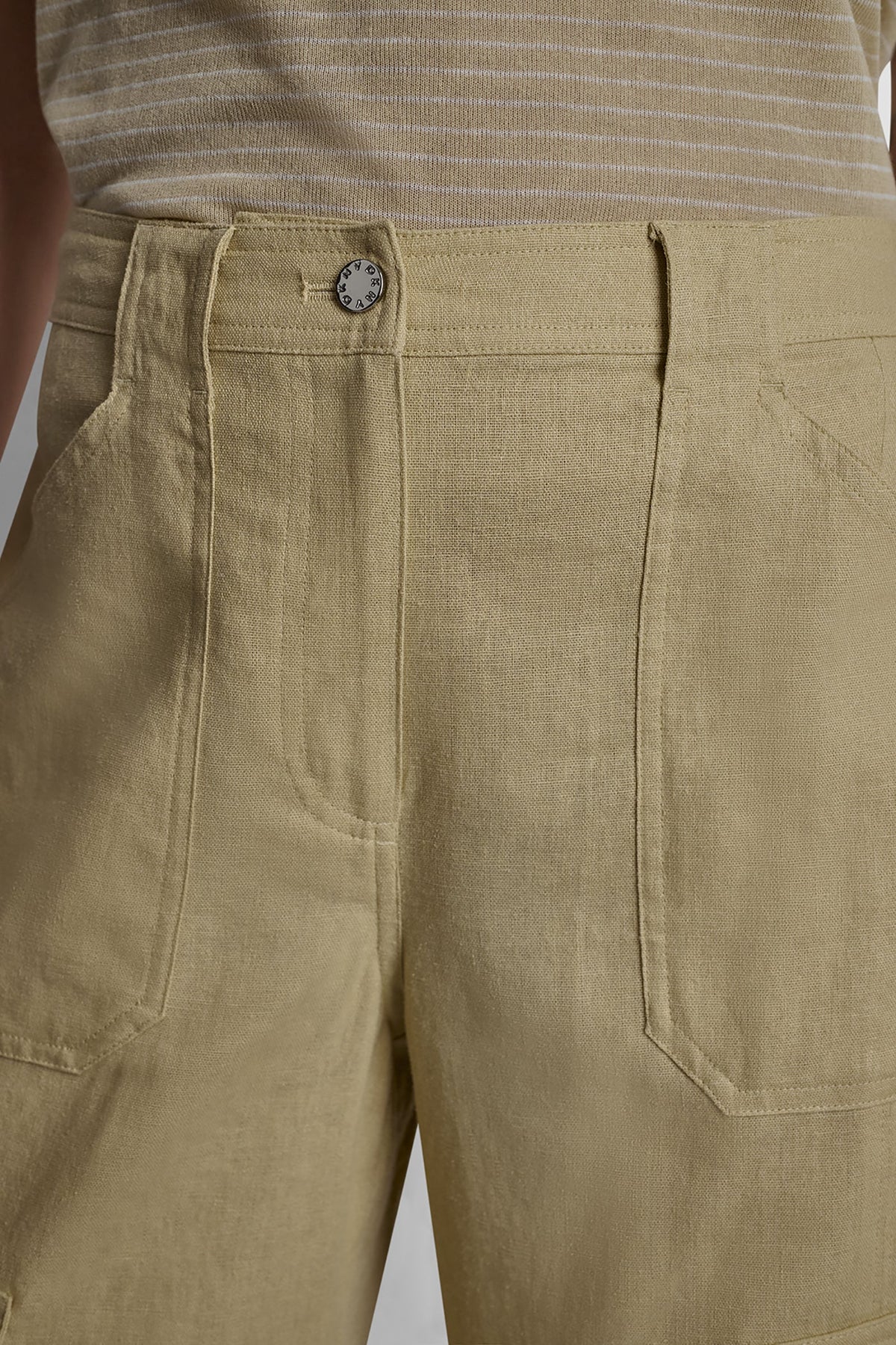 MID-RISE LINEN-BLEND STRAIGHT-LEG CARGO PANT Mojave Desert | DKNY