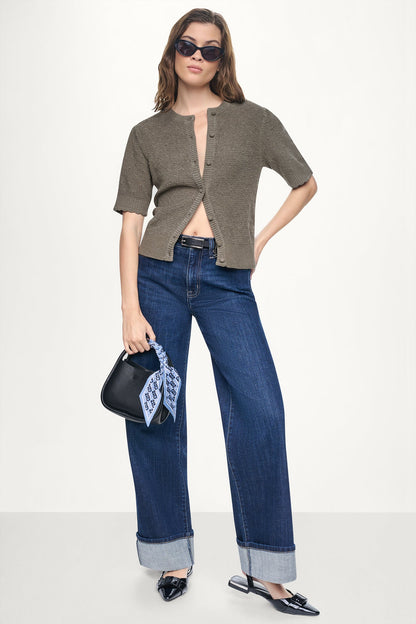 ELBOW SLEEVE CHENILLE CARDIGAN Claret | DKNY