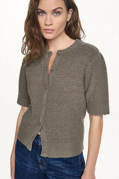 ELBOW SLEEVE CHENILLE CARDIGAN Claret | DKNY