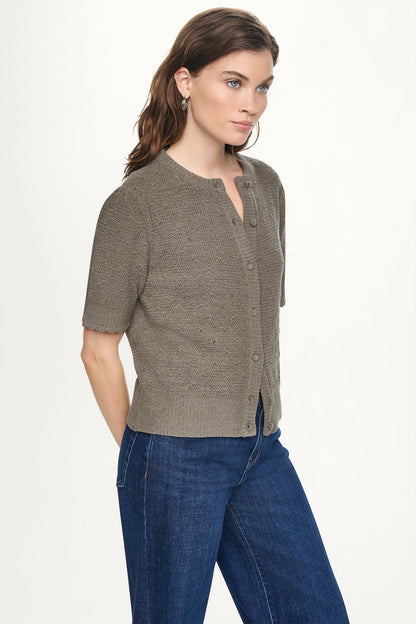 ELBOW SLEEVE CHENILLE CARDIGAN Claret | DKNY