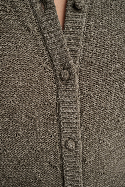 ELBOW SLEEVE CHENILLE CARDIGAN Claret | DKNY