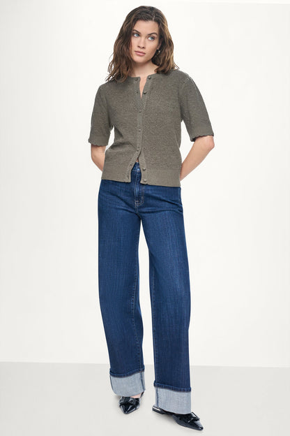 ELBOW SLEEVE CHENILLE CARDIGAN Claret | DKNY