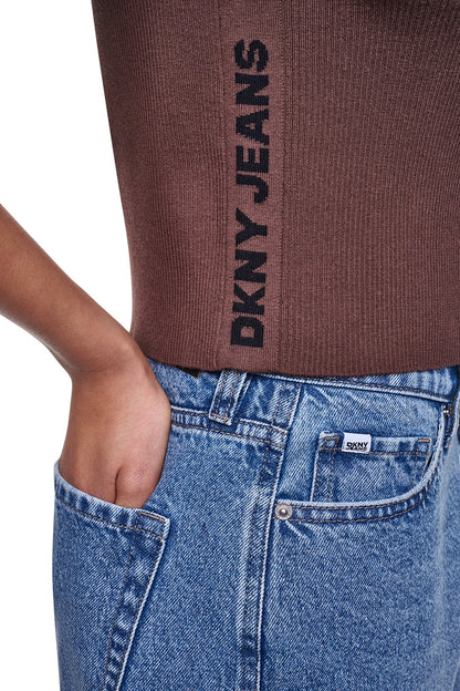 LOGO BUTTON CARDIGAN Utility Green/Black | DKNY