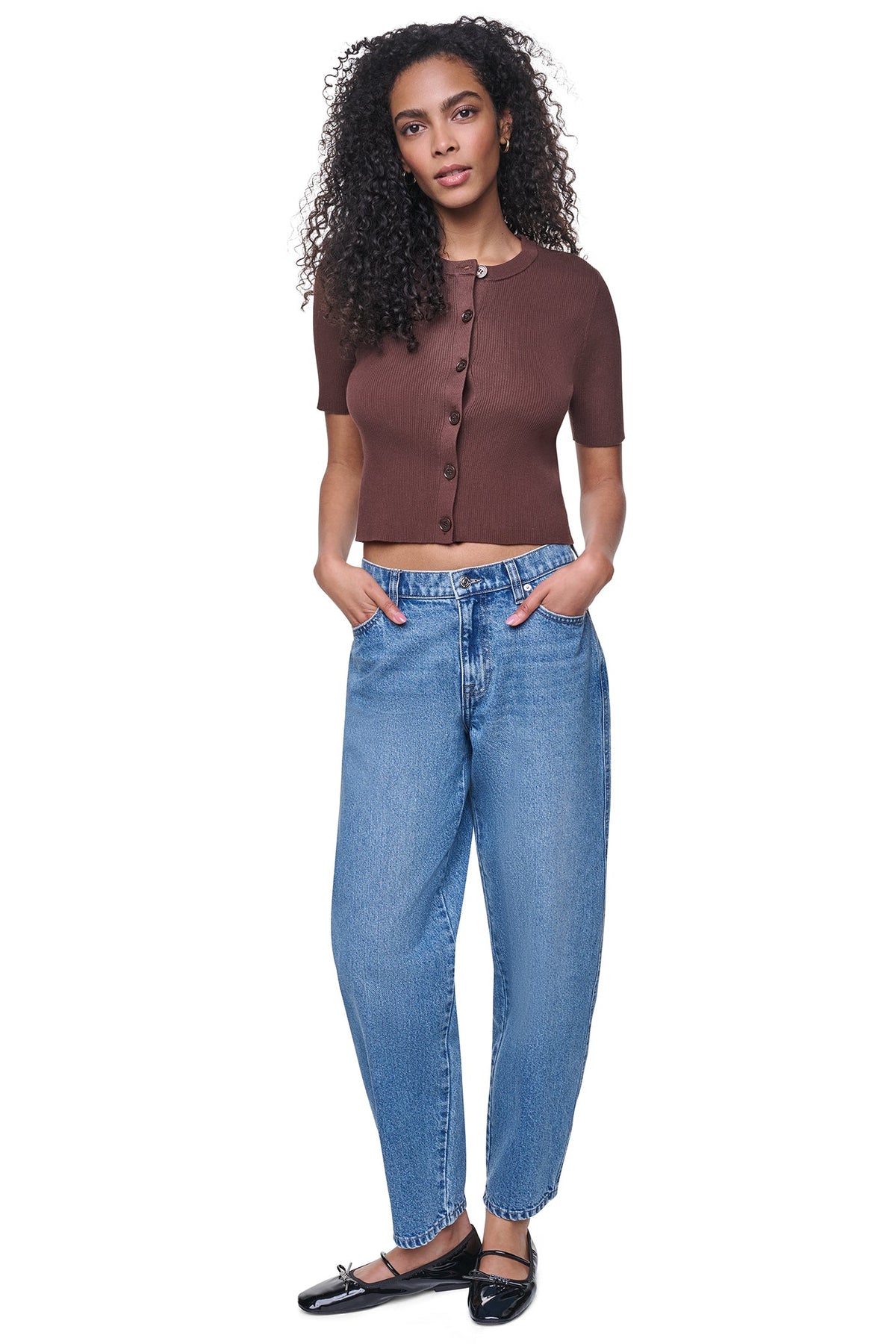 LOGO BUTTON CARDIGAN Utility Green/Black | DKNY