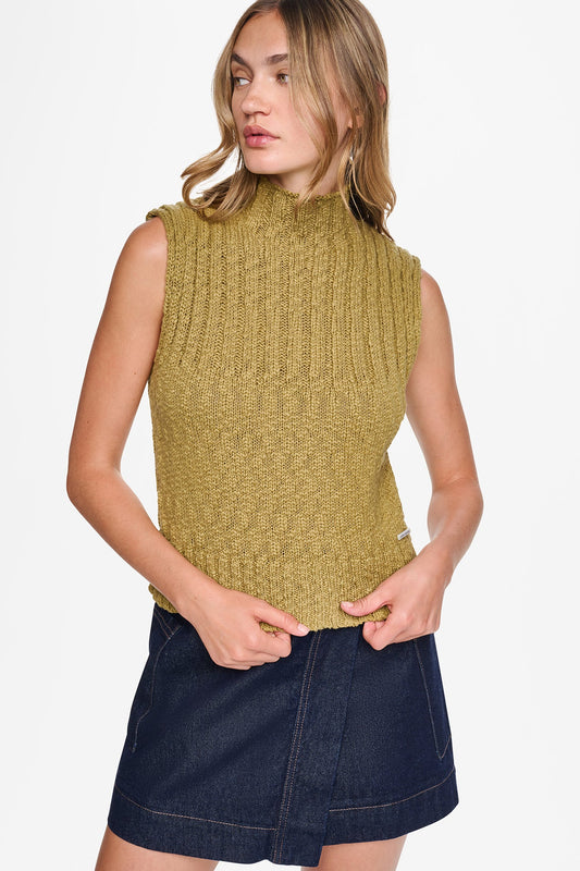 RIBBED MOCK-NECK SWEATER VEST Crocodile | DKNY