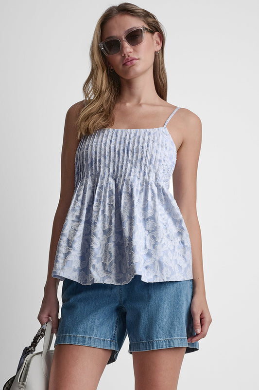 FLORAL JACQUARD TANK TOP Blue/White | DKNY