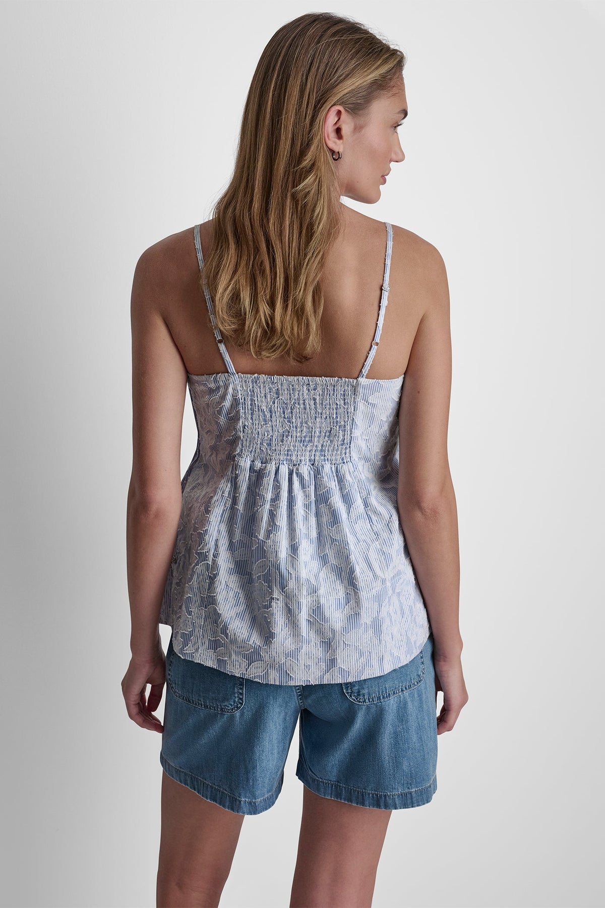FLORAL JACQUARD TANK TOP Blue/White | DKNY