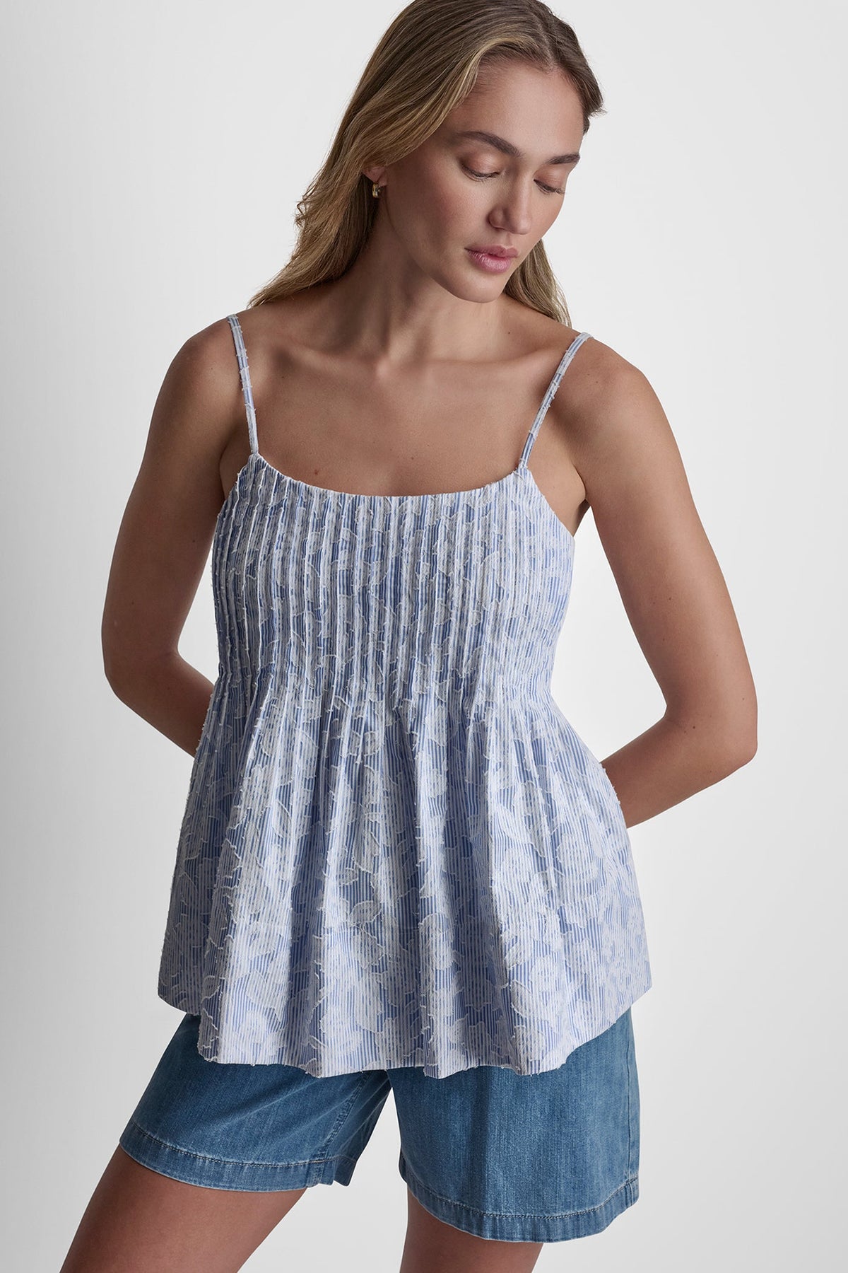 FLORAL JACQUARD TANK TOP Blue/White | DKNY