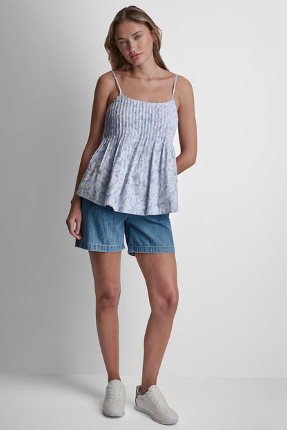 FLORAL JACQUARD TANK TOP Blue/White | DKNY