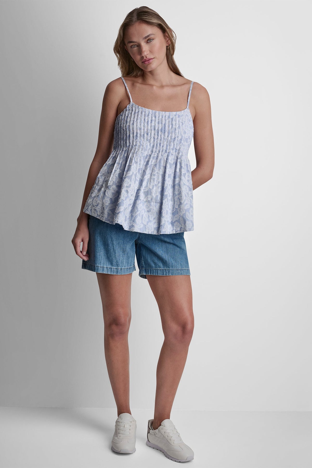 FLORAL JACQUARD TANK TOP Blue/White | DKNY