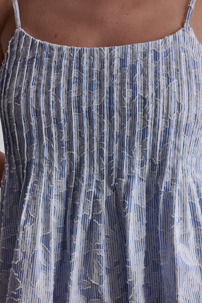 FLORAL JACQUARD TANK TOP Blue/White | DKNY