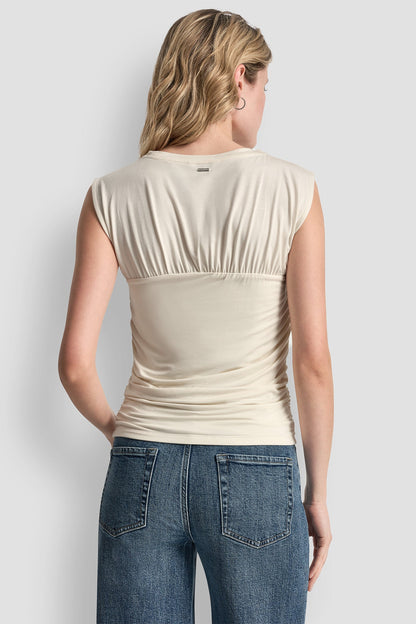RUCHED BODICE SLEEVELESS TOP Eggnog | DKNY