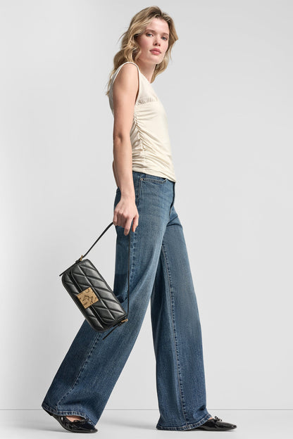 RUCHED BODICE SLEEVELESS TOP Eggnog | DKNY