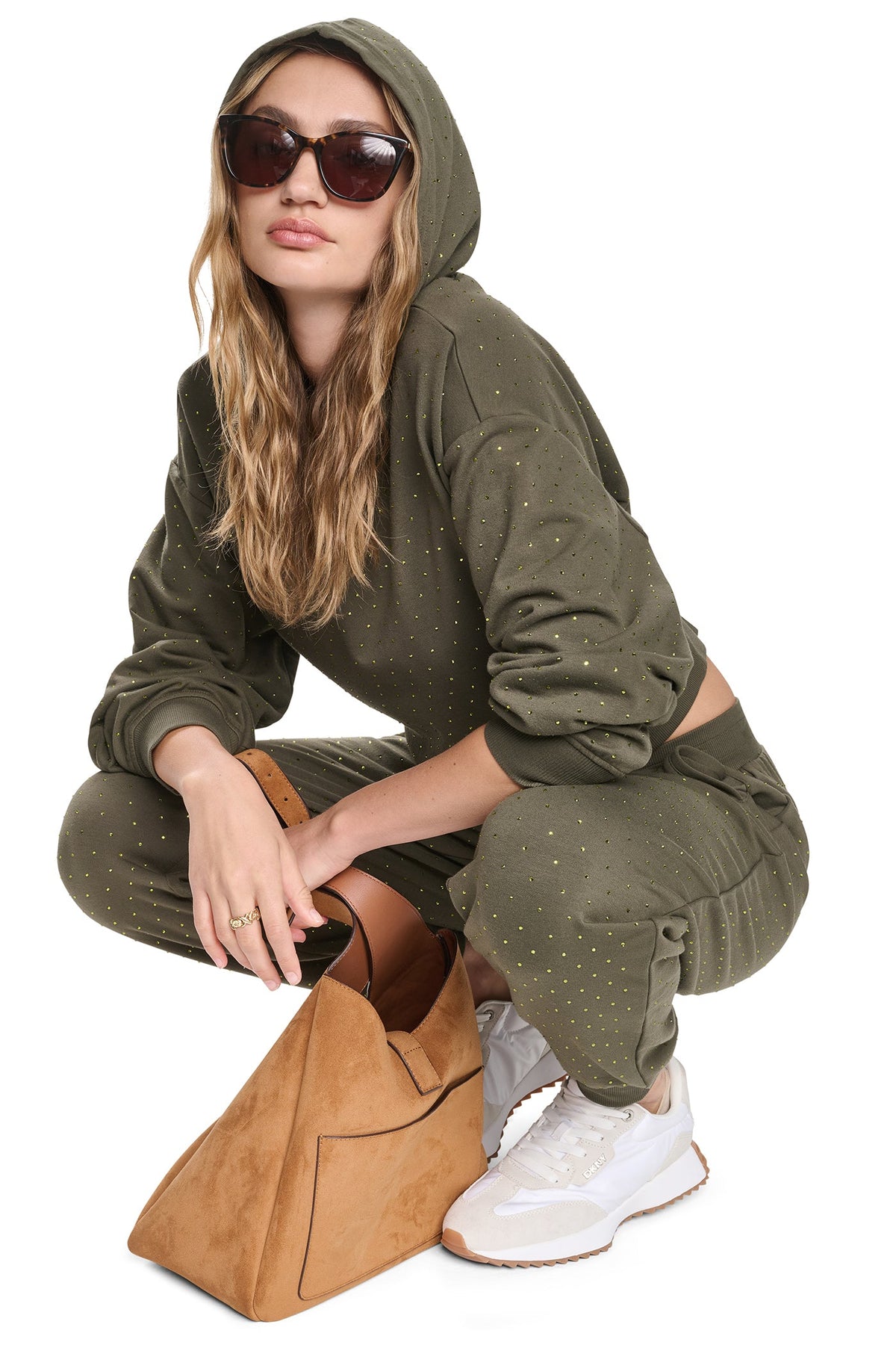 RHINESTONE HOODIE Chestnut/Light Bronze | DKNY