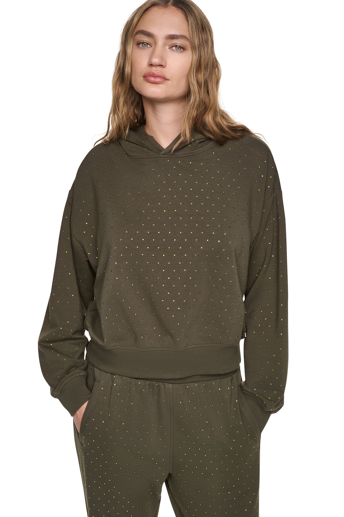 RHINESTONE HOODIE Chestnut/Light Bronze | DKNY