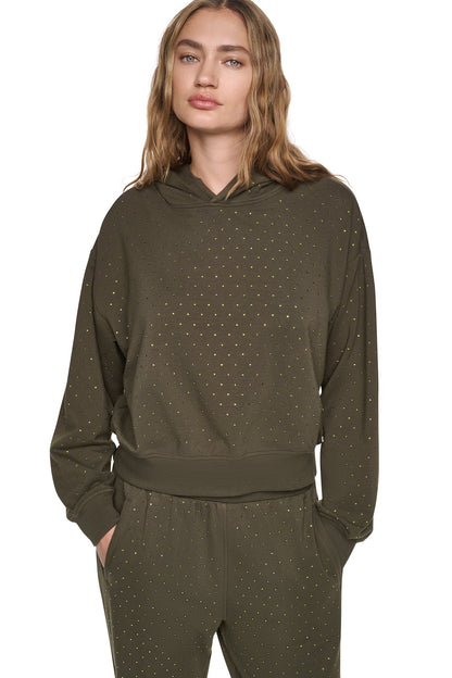 RHINESTONE HOODIE Chestnut/Light Bronze | DKNY