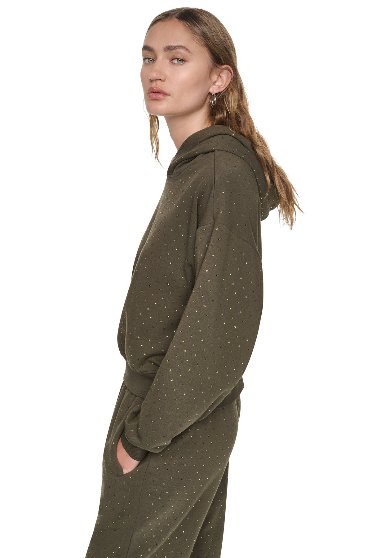 RHINESTONE HOODIE Chestnut/Light Bronze | DKNY